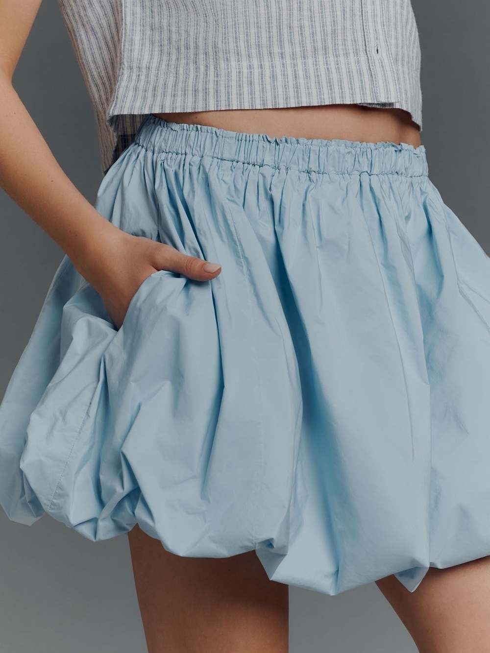 Anthropologie Mini Bubble-Hem Skirt Sky Blue, S